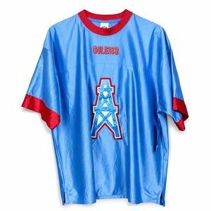 Vintage Houston Oilers Jersey Mens XL Blue Oil Derrick NFL Throwback Y2K NWT
